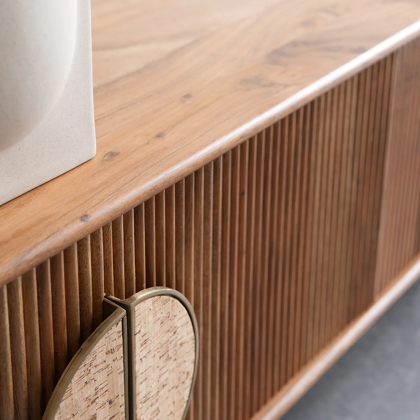 Edvard Acacia Ribbed TV Stand - Image 7