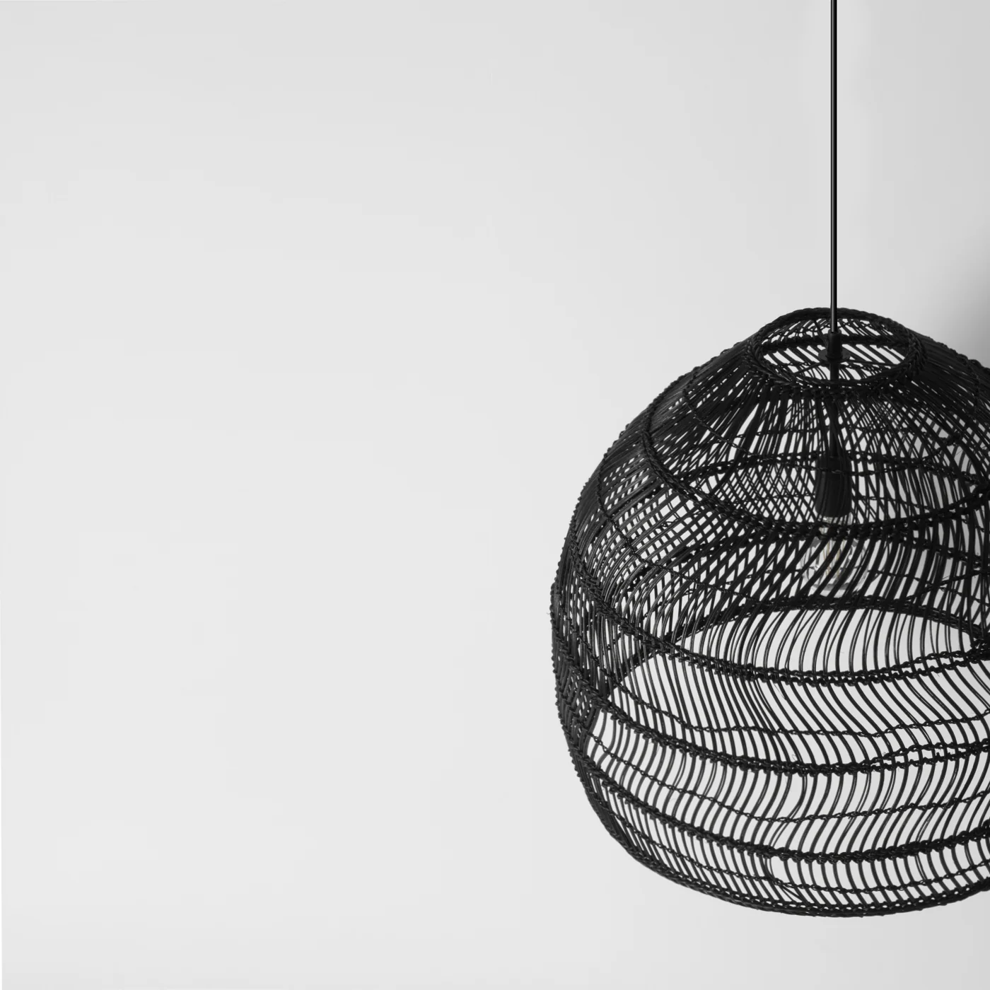 Midgard Large Rattan Pendant Light Black - Image 3
