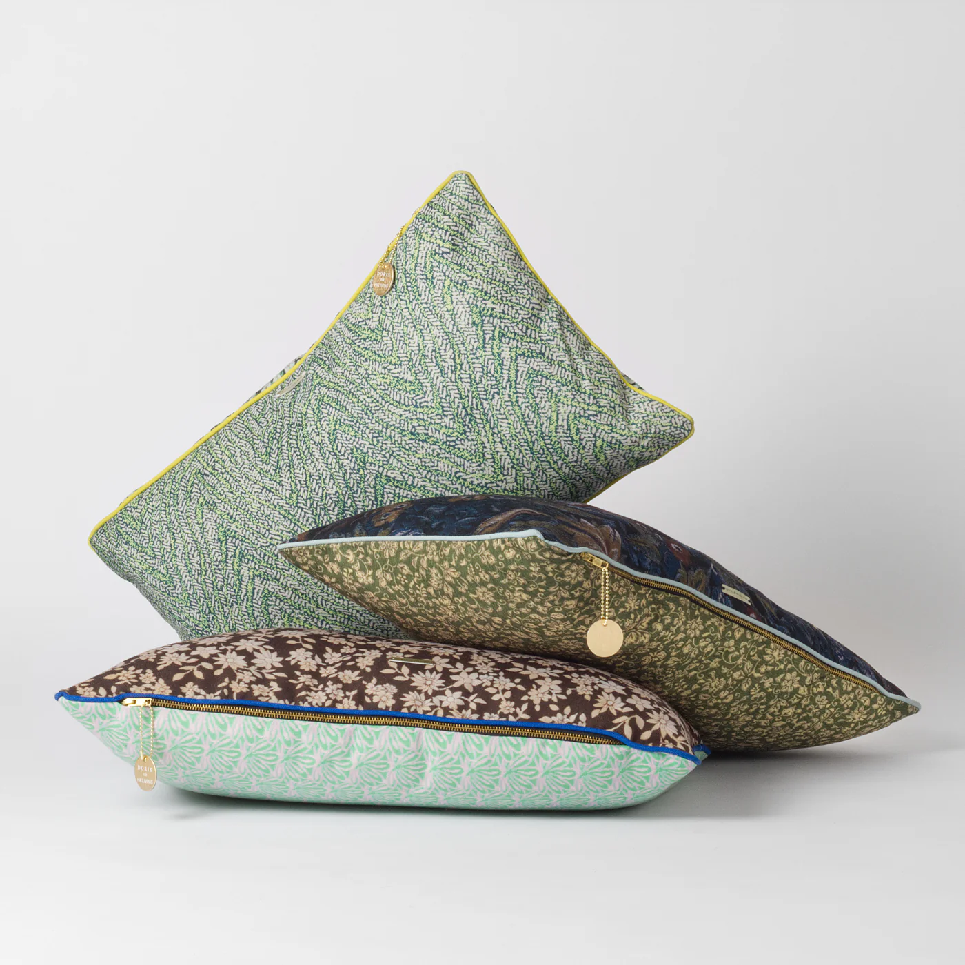 Mona Retro Blue Patterned Cushion - Image 5
