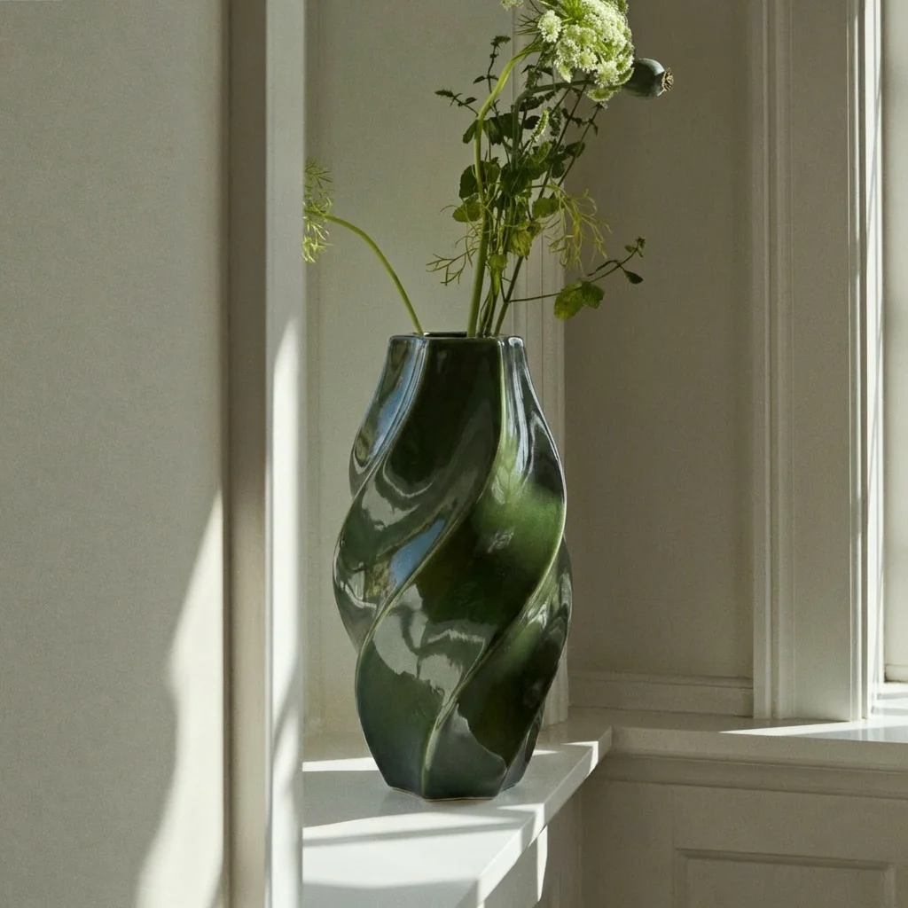 Neji Sculptural Vase, Green