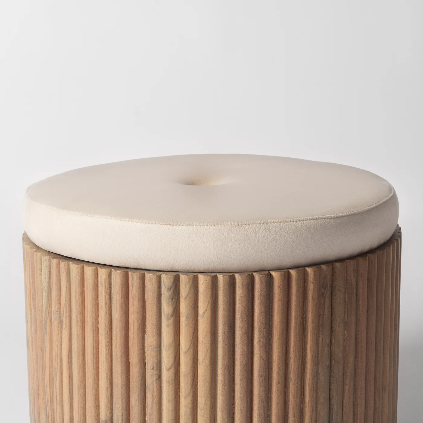 Kraft White Velvet Pouffe - Image 3